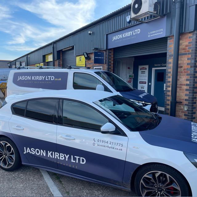 The Jason Kirby Ltd unit at Dry Drayton Industries with liveried van and car outside